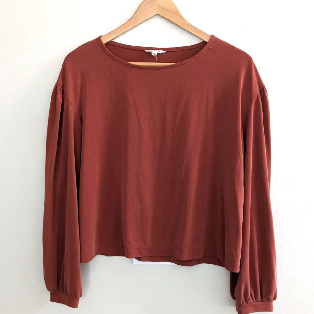 🌼Madewell Gathered Long Sleeve Top, Rust Color, Women's Size Small